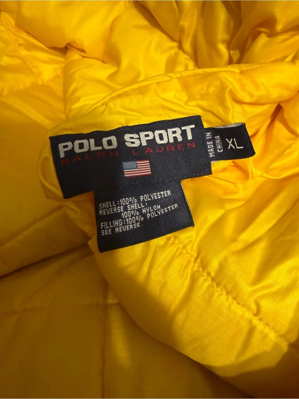 Vintage Polo Sport Ralph Lauren Puffer Jacket Reversible Yellow/blue Men Size XL